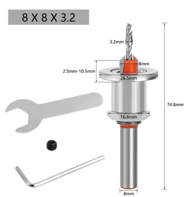 Productafbeelding van Verstelbare boorset voor houtbewerking, 8 mm schacht