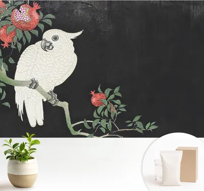 Produktbild von Fototapete selbstklebend - 104x70 cm - Tapete - Wandtapete - Wandbilder - Klebefolie - Dekofolie - Tapete Folie - Wand - Dekoration - Wohnzimmer - Granatapfelpapagei