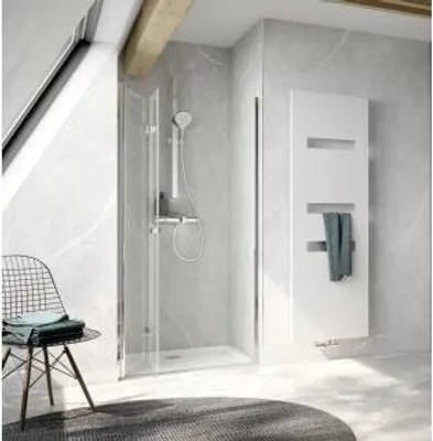 Produktbild von HSK 4806093-1-54 Exklusiv 2.0 Drehfalttür Nische Pendelbar 930x2000mm Alu Silber-Matt Chinchilla
