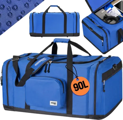 Produktbild von MONZANA® Reisetasche 90L 70x35x35cm Schultergurt Pad Abnehmbar Verstellbar Front & Seitenfächer Standfüße Weekender Duffelbag Sporttasche Blau