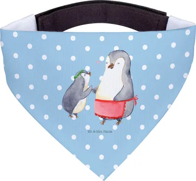 Produktbild von Mr. & Mrs. Panda Hundehalstuch Pinguin mit Kind - Blau Pastell - Geschenk, Mutter, Halstuch, Familie, Hunde, Vorbild Mama, Mom, Muttertag, Hunde-Halstuch, Hund, Für