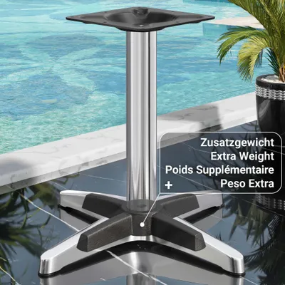 Produktbild von BARCELONA | Bistro Tischgestell | Höhe: 76,5 cm | Fuß: Ø 66 cm | Silber Alu | Zusatzgewicht | Tischgestell Aluminium, Gastro Tischgestell