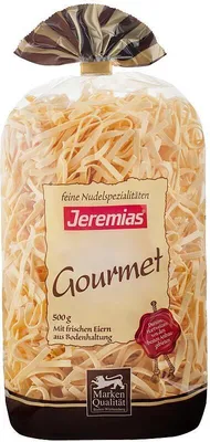 Produktbild von Jeremias Gourmet Bandnudeln 4 mm gewalzt mit Frischei 500g 2er Pack