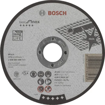 Produktbild von Bosch Trennscheibe gerade Best for Inox A 46 V INOX BF 125 mm 22,23 mm 1,5 mm - 2608603496