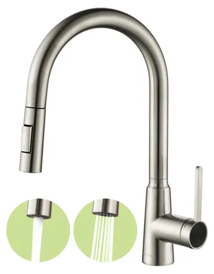 Ausziehbarer Küchenwasserhahn, Hochdruck, gebürstet, Edelstahl