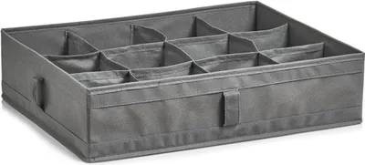 Image de Zeller Boîte de rangement, 12 compartiments, pliable, gris, 44 x 34 x 11 cm, 14604