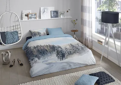 Produktbild von good morning Flanell Bettwäsche 3 teilig Bettbezug 200 x 220 cm Kopfkissenbezug 60 x 70 cm Snowy road 2598.99.02 Multi