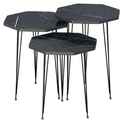 Produktbild von Elegantes schwarzes Couchtisch-Set aus Holz und Metall