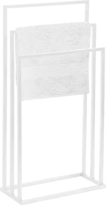 Produktbild von FRAMADO Metall Handtuchständer - Badetuchhalter Weiss, 3-armig, 45x21x86cm