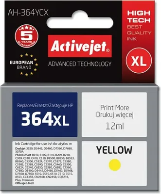 Immagine prodotto di Activejet AH-364YCX ink (replacement for HP 364XL CB325EE; Premium; 12 ml; yelllow