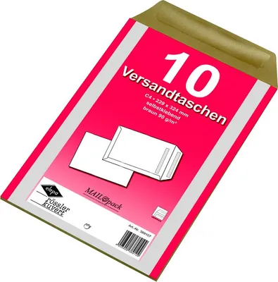 Produktbild von 10 Versandtaschen C4 Briefumschläge 90g braun o. F.