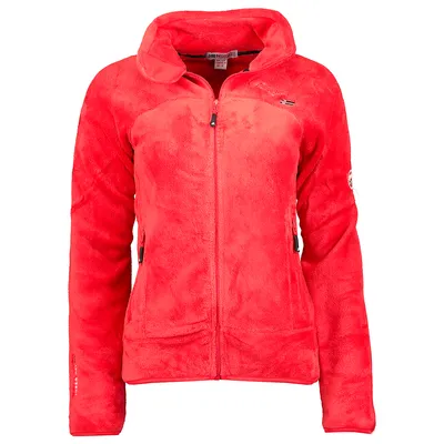 Produktbild von Geographical Norway Damen warme flauschige Fleece Jacke Outdoor Sweater Ski Sport Freizeit Model: G-Ursinia, Farbe: Rot, Größe: L