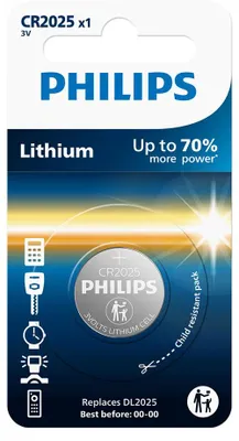 Image de Philips Pile bouton au lithium CR2025 - CR2025