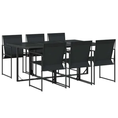 Produktbild von vidaXL 7-tlg. Garten-Essgruppe Schwarz Textilene