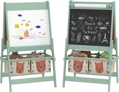 Imagen del producto de Pizarra doble cara para niños, verde, para edades de 3 a 8 años