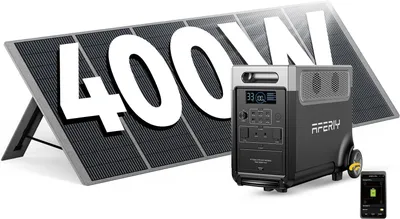 Produktbild von AFERIY 3600W Solar Generator Set 3840Wh LiFePO4 Powerstation inkl. 400W faltbares Solarpanel