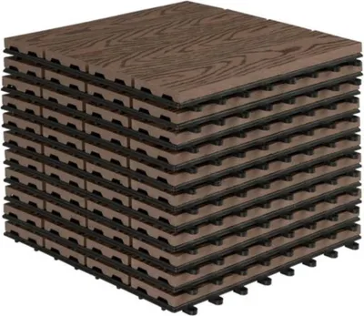 Produktbild von Terrassenfliesen – Klicksystem – Dunkelbraun – 30x30x2 cm