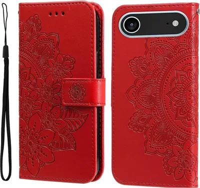 Produktbild von Mobigear Flowers iPhone Air Hülle Klapphülle Geldbörse - Rot
