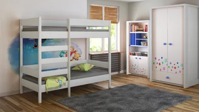 Produktbild von Etagenbett 'Rocky' 180x80 Kinderbett mit Rausfallschutz & Lattenrost weiß 80 x 180 für Mädchen und Jungen ohne Matratze, mit Schubladen