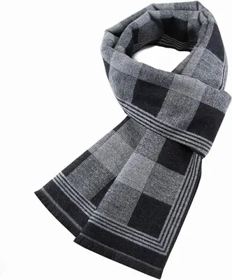 Obrázok produktu pre Teplý zimný šál pre mužov, jesenný elegantný kockovaný šál, čierno-sivý
