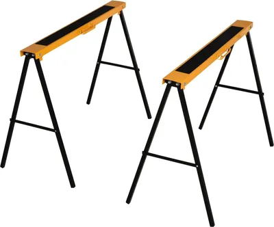 Produktbild von Arbeits Bock, Sägepferd, Unterstellbock, Klappbar, Rutschfest, Stahl, Orange, Schwarz, 99,5 X 50 X 78 Cm, Belastbarkeit 125 Kg