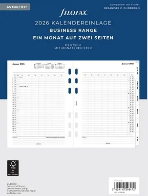 Produktbild von FILOFAX Kalendereinlage 2026 - A5 - 1 Monat = 2 Seite - weiss - 26-68544