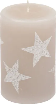 Produktbild von Weihnachtskerzen Stumpenkerze "Multistern" Taupe 100/68 mm