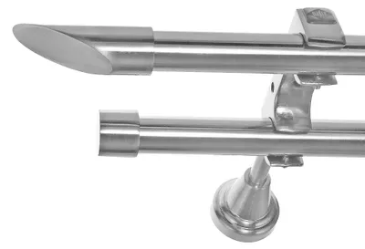Produktbild von Gardinenstange mit Wandhalterung I Metall Edelstahl Look 2-läufig Ø 20mm I H60RR