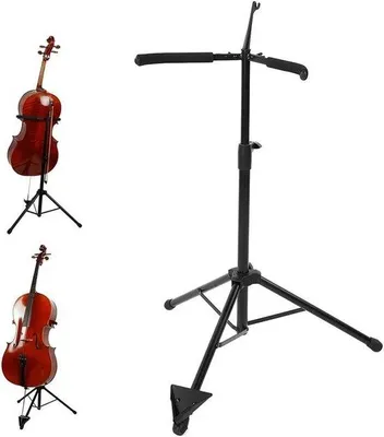Image de Support pour violoncelle à trois pieds | Réglable et antidérapant | Hauteur réglable de 74 à 120 cm | Pour instruments de musique