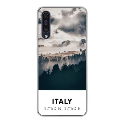 Produktbild von MuchoWow® Handyhülle Schutzhülle Hülle für Samsung Galaxy A30s Italien - Nebel - Wald - Baum Silikon Softcase Handy Hülle - Karteninhaber