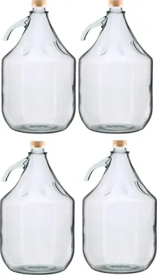 Produktbild von 4 STÜCK Gärballon Flasche Glasballon Weinballon Glasflasche 5L
