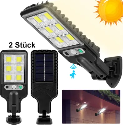 Produktbild von 2 Stück LED Solarlampe mit Bewegungsmelder, Außen IP65 Straßenleuchte Kaltweiß Gartenleuchten Solarleuchte für Balkon Hof Garten Pavillon