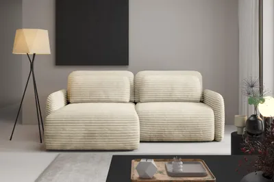 Produktbild von Ecksofa Schlafsofa Sofa SIMONE in Stoff Ambience Creme Ottomane Links