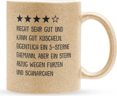 Produktbild von 22Feels Glitzertasse Gold Ehemann Geschenk Erster Hochzeitstag Kaffeetasse Männer Hochzeitsjubiläum Ehepartner Valentinstag für Ihn Weihnachten Geburtstag Kaffeetasse Haferl Geschenkidee Bürotasse
