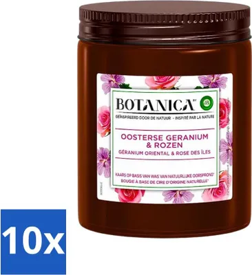 Produktbild von Botanica von Air Wick – Duftkerze – Geranie & Rose – 40 Stunden Brenndauer - Vorteilspack - 10 Stücke