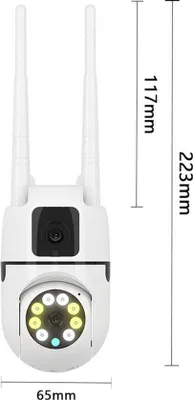 Productafbeelding van WiFi beveiligingscamera met dubbele lens waterdicht voor binnen en buiten met cloudopslag