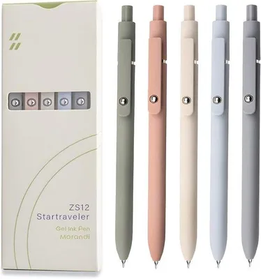 Produktbild von Famanu Gelstifte Set 5 Stück - 0,5 mm Schwarze Tinte - Komfortable Schreibgeräte mit Silikon-Griff