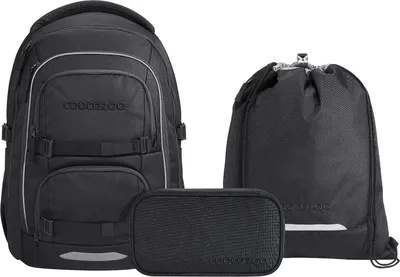 Produktbild von Coocazoo Porter Black Coal Schulrucksack Set 3tlg.
