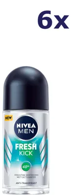 Produktbild von 6x Nivea Men Deodorant Roll-On Fresh Kick Antitranspirant 50 ml