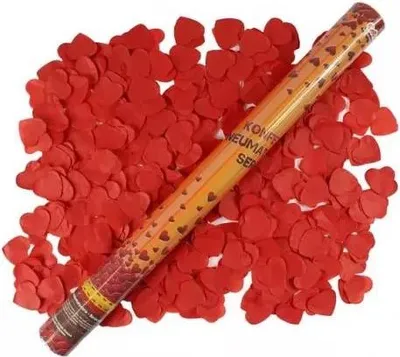 Obrázok produktu pre Pneumatické konfety z papiera v tvare srdca, červené, 60 cm – Godan