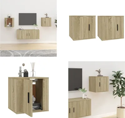 Produktbild von vidaXL TV Wandschränke 2 Stk. Sonoma Eiche 40x34,5x40 cm - TV-Wandschrank - TV-Wandschränke - TV-Schrank - TV-Konsole