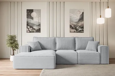 Produktbild von ALTDECOR Ecksofa mit Schlaffunktion und Bettkasten SERRA-L-S - 266x161x87 cm Grau - Corner Sofa Bett Eckcouch Couch L-Form Schlafcouch Ausziehbar Wohnlandschaft Schlafsofa Cauchsofa