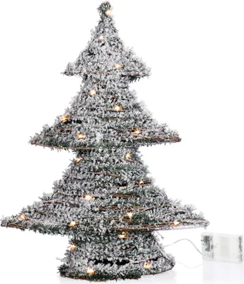Produktbild von com-four® Künstlicher Weihnachtsbaum beschneit mit Beleuchtung und Timer, Tanne mit Kunstschnee und 40 warmweißen LEDs, Weihnachtsdeko, Stimmungslicht für Weihnachten