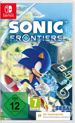 The image shows the front cover of a Nintendo Switch game case for Sonic Frontiers.