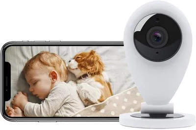 Zdjęcie produktu dla Kamera Wi-Fi – Kamera monitoringu wewnętrznego – Nadzór nad domem – Dwuwayerowa komunikacja – Widoczność w nocy do 6 metrów – Biała