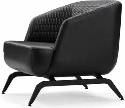 Produktbild von Designer Schwarze Couchgarnitur r Dreisitzer Ledersessel 2tlg