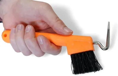 Productafbeelding van Hoefkrabber Paard - Hoefuitkrabber Ezel - Hoefverzorging - Ergonomische Antislip Grip - 20 cm - Neon Oranje