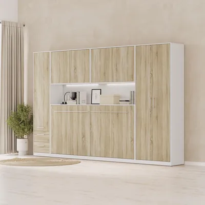 Produktbild von SMARTBett  Schlafzimmer Set Schrankbett Jugendzimmer Weiss/Eiche Sonoma