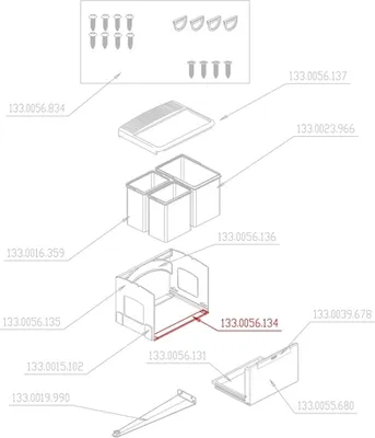 Produktbild von Traverse 133.0056.134 für Franke Abfalltrennsystem CUBE 50 A und 50 H / Abfallsorter Ersatzteil