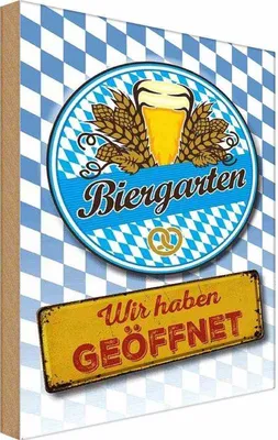 Produktbild von vianmo Holzschild 30x20 cm Bayern Biergarten wir haben geöffnet